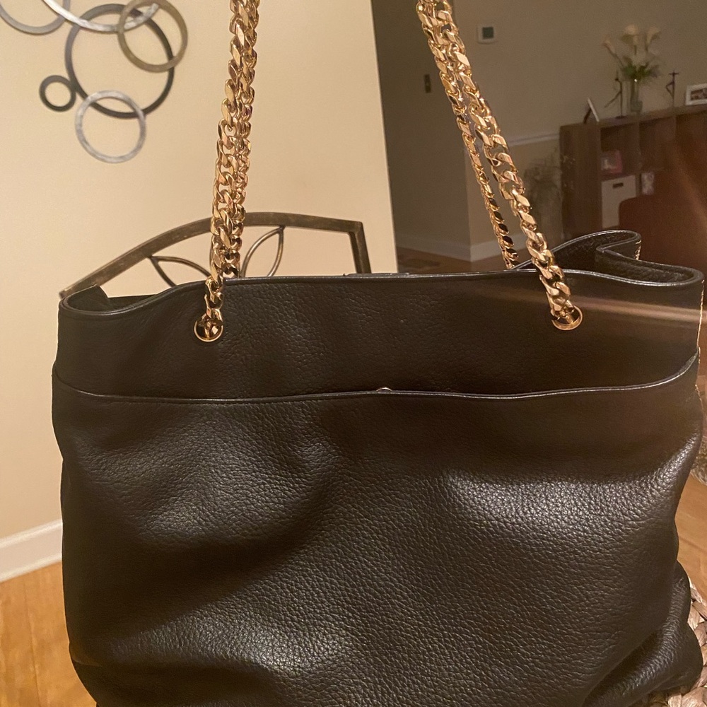 Black Genuine Leather Tote Bag